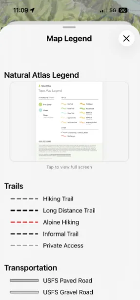 The Legend screen with items grouped by map