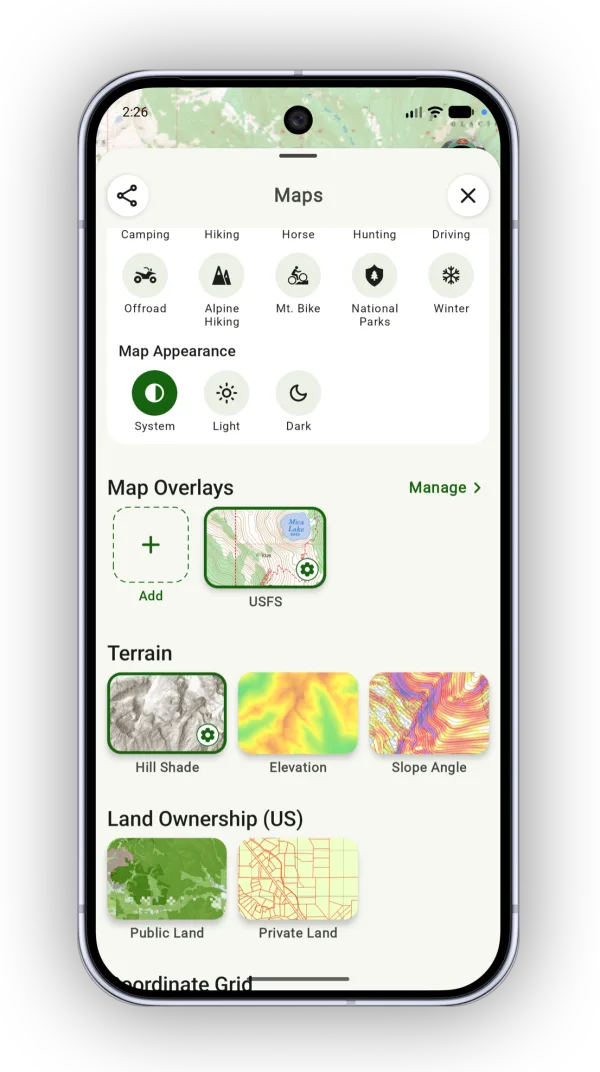 A map overlay turned on in the Map Overlays section