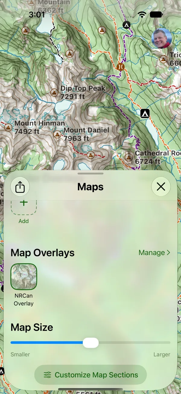 A map overlay turned on in the Map Overlays section