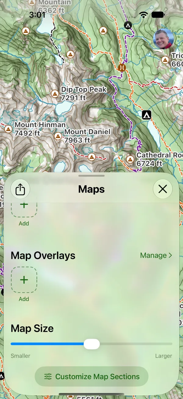The button for adding maps in the Map Overlays section