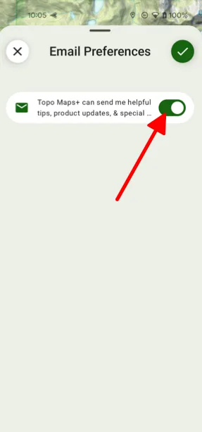 The email toggle on the Email Preferences screen