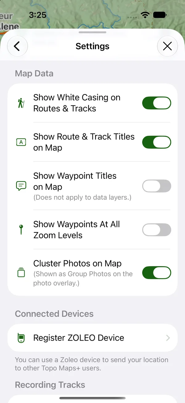 Cluster Photos on Map in the Map Data section of App Settings