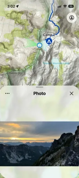A photo opened from the map with its details