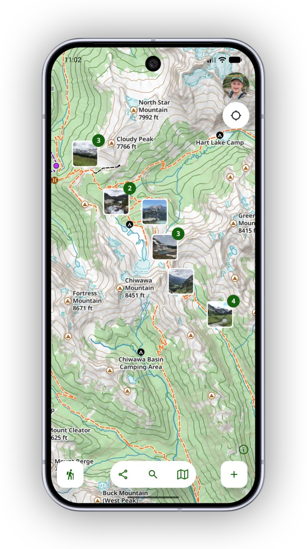 Photo thumbnails on the map
