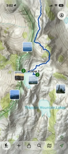 Photo thumbnails on the map