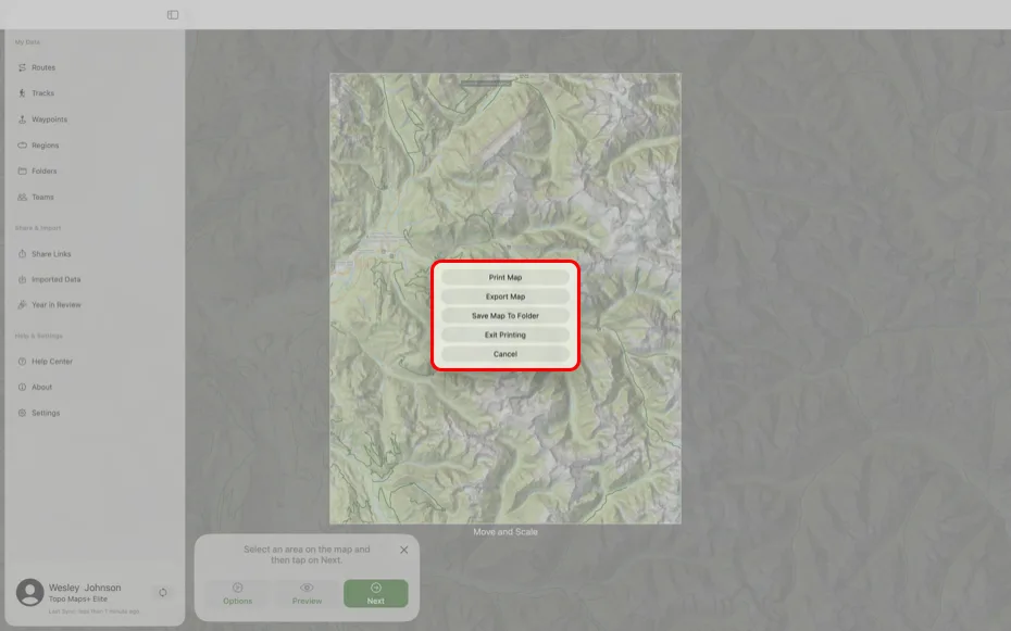 Print, export, and save options on Mac