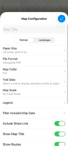 Print Settings with page and map options
