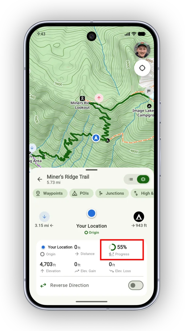 The horizontal Trail Segments view showing progress percentage