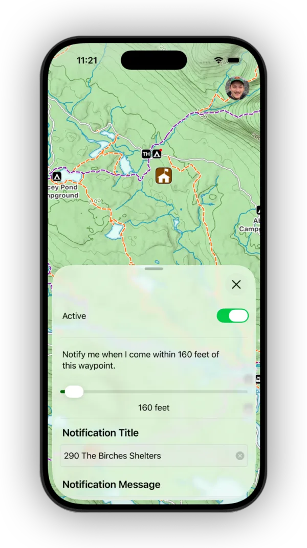 The slider for the waypoint alert distance