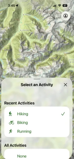 Choosing an activity before recording