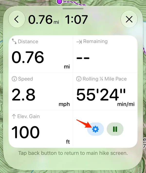 The settings button next to the pause button in Focus mode
