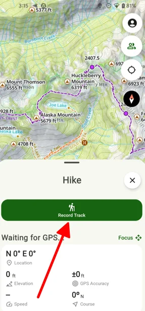 The Record option in the Hike menu