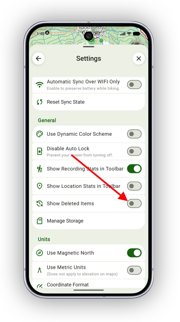The Show Deleted Items setting
