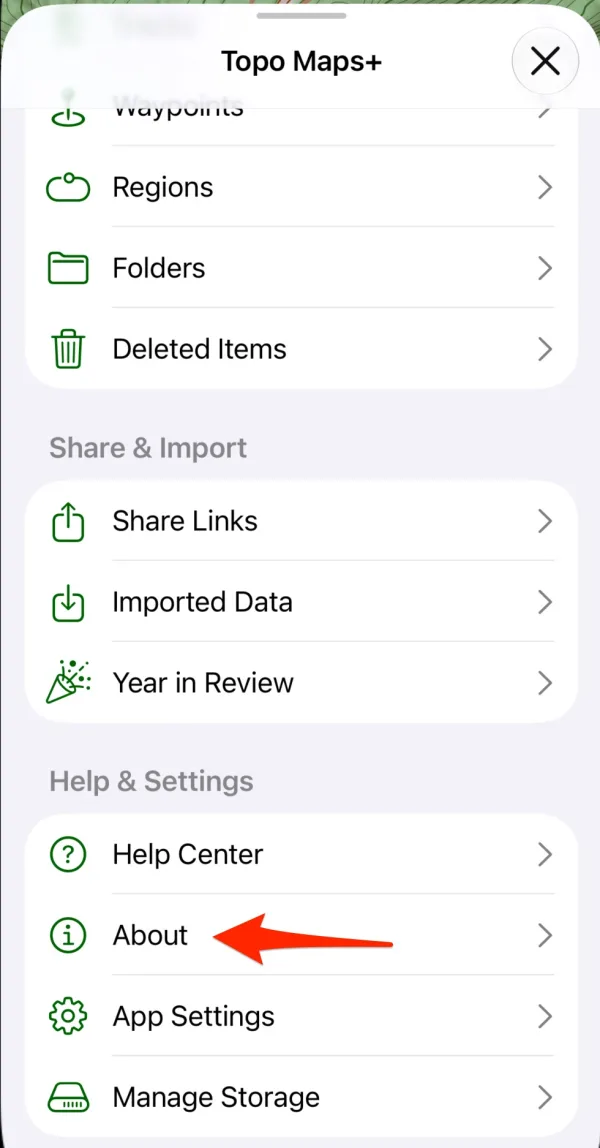 About under Help & Settings in the menu