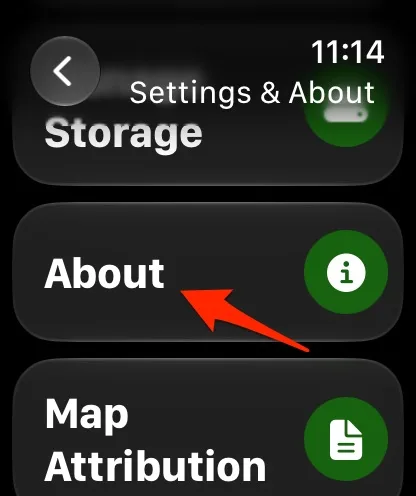 About on the Apple Watch Settings & About screen