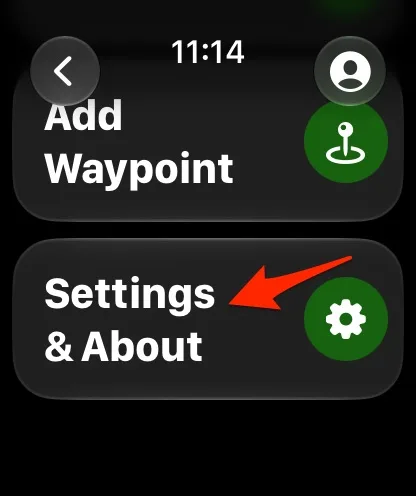 Settings & About in the Apple Watch menu