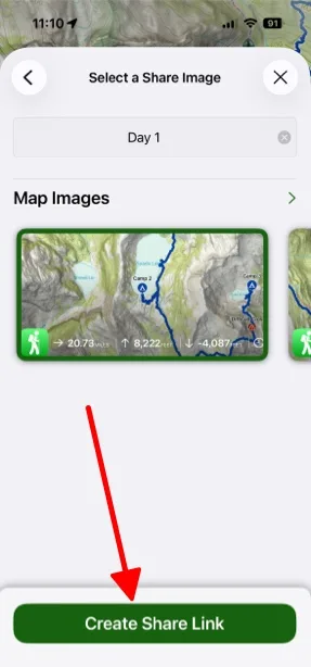 Selecting an image for the share link