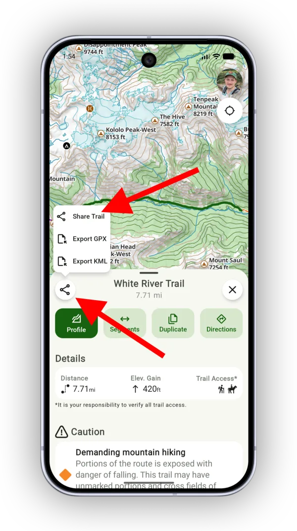 The Share option on an item's details