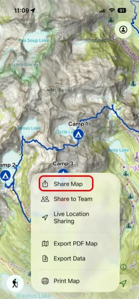 Share Map Data in the Share menu