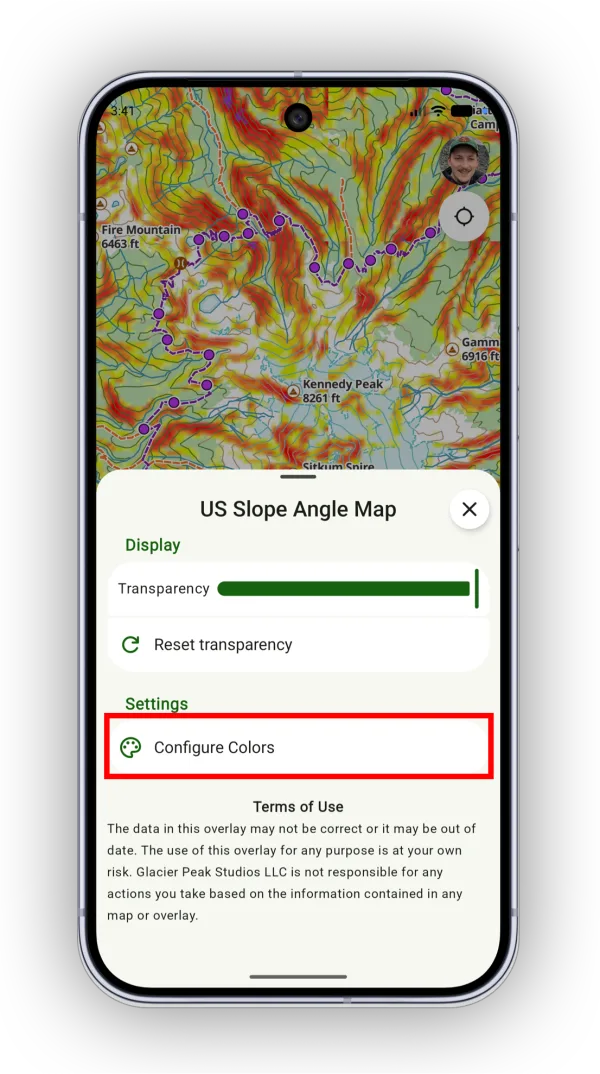 The Configure Colors option in the overlay settings
