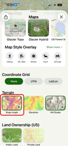 Slope Angle in the Terrain section