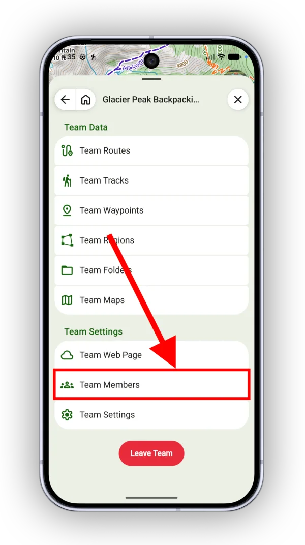 Team Members on the team's page