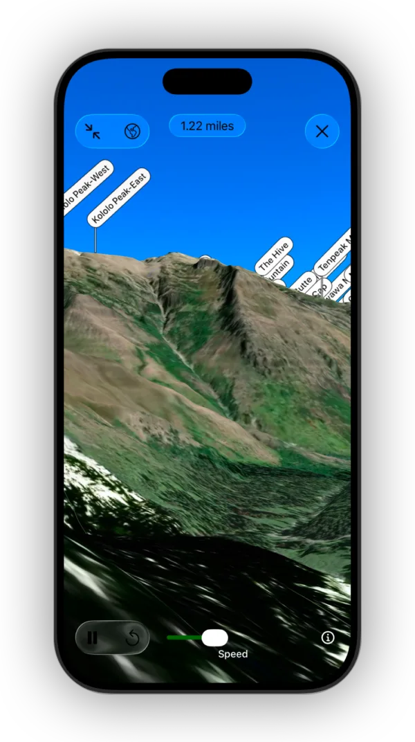 A trail flyover playing full screen