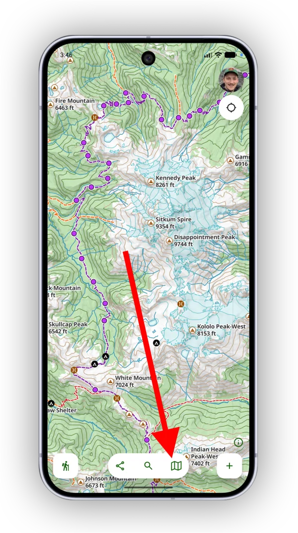 The Maps button in the bottom toolbar
