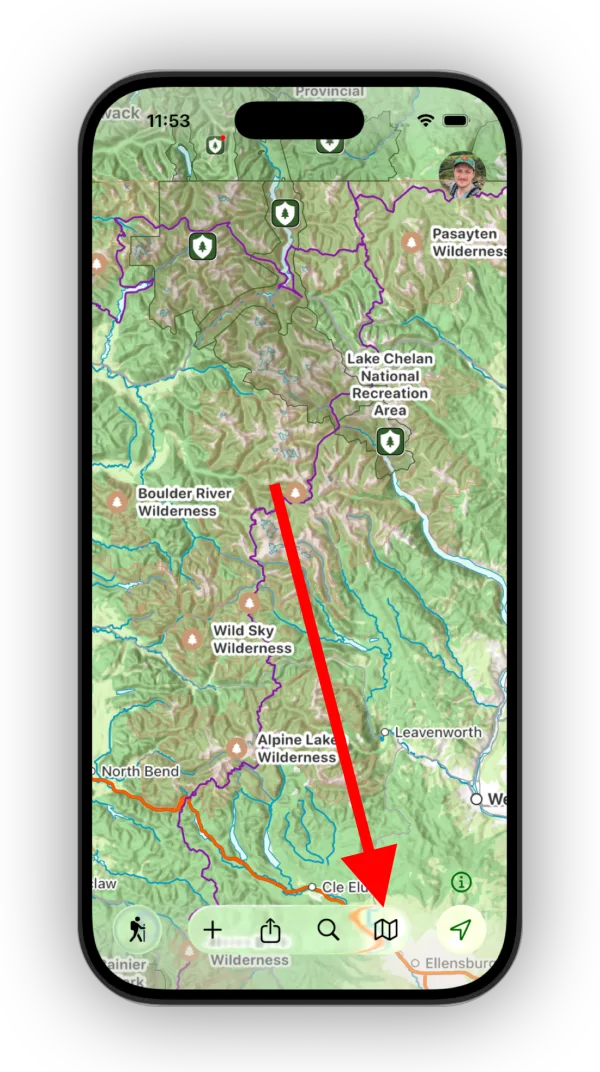 The Maps button in the bottom toolbar