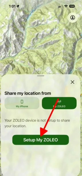 My ZOLEO selected with the Setup My ZOLEO button